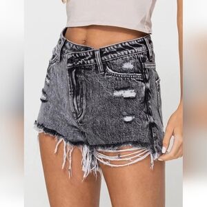 NWT Vervet Cross My Heart Sienna Criss-Cross Denim Shorts